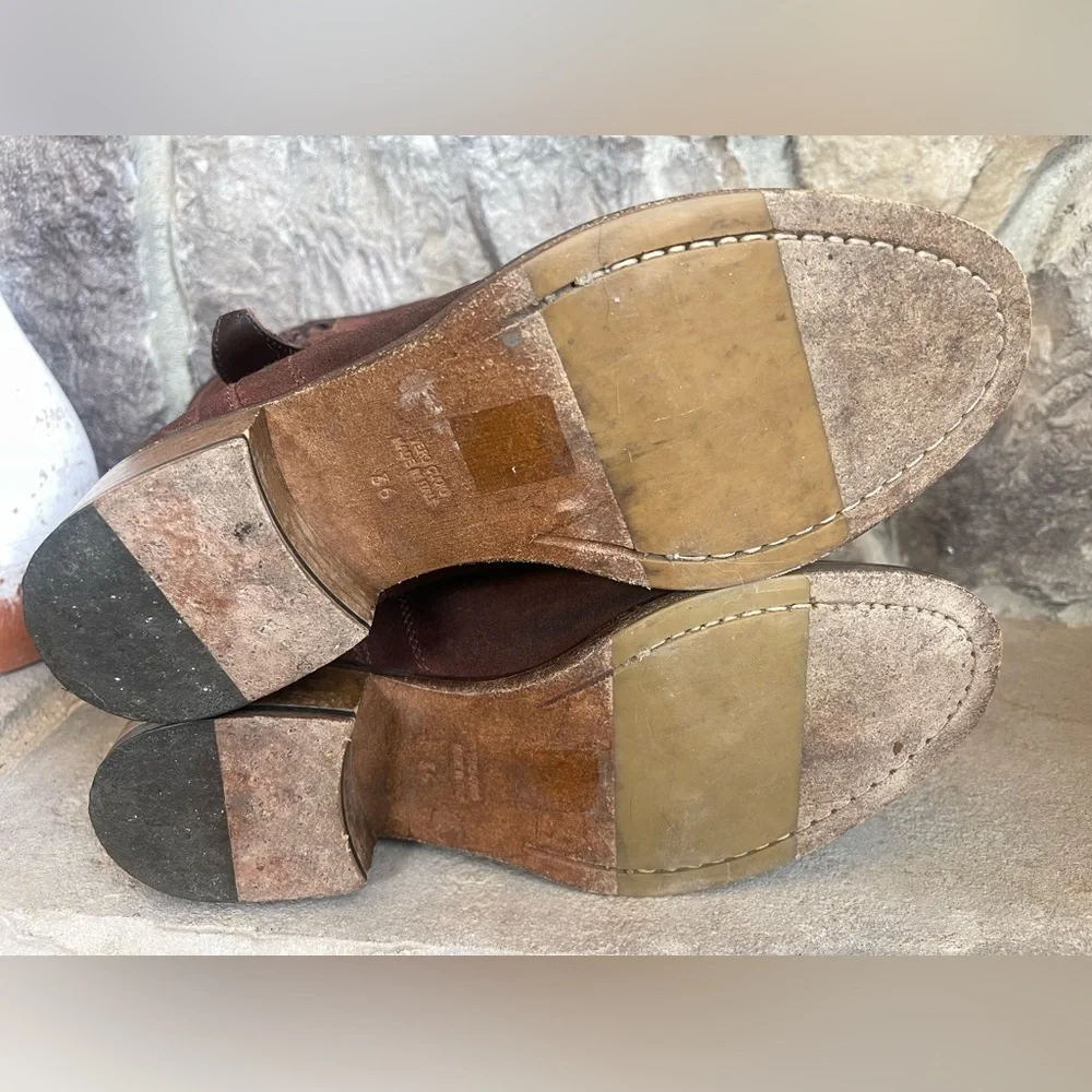 Brown Suede Leather Ankle boots Women's Engineer Moto Sz 36 5.5 Vero Cuoio Italy - Picture 8 of 11